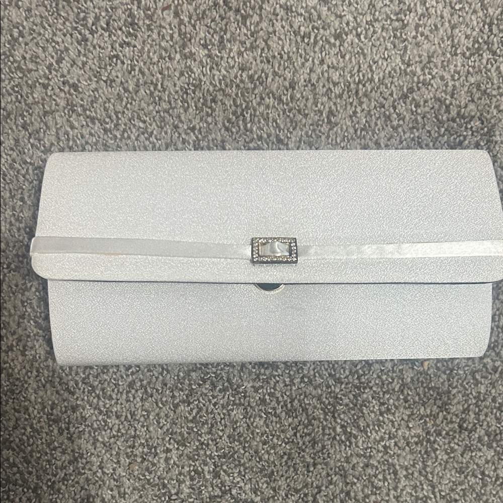 Chic Silver Clutch with Rhinestone Detail